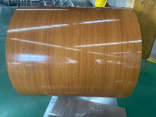 PVDF Printech Wood Grain Color Coil 50 سال گارانتی 3003H24 آلومینیوم کویل 0.80*1200 رنگ پوشانده