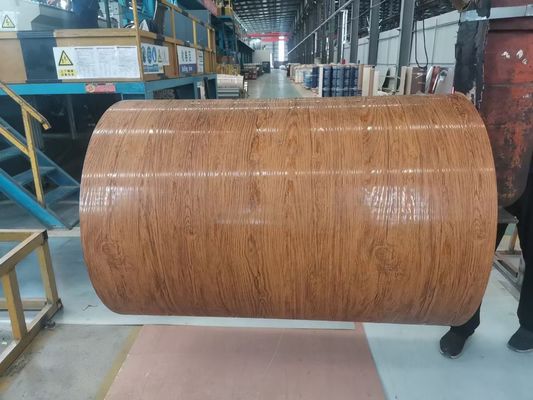 طومار آلومینیومی PVDF ورق سقف دیوار 3003H24 H26 پرینتک رنگ طومار چوب دانه 50 سال گارانتی رنگ پوشانده طومار