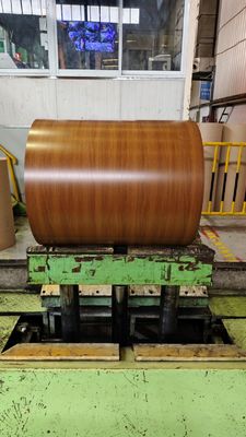 رنگ گردو PPGL HDP دانه چوبی 30 ساله گارانتی AZ165 Galvalume Steel Coil Printech رنگ پوشانده ASTM A755 A653M